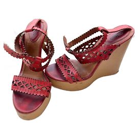 Sandali con tacco Chloé in pelle corallo Corallo