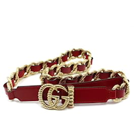 Gucci-Cinturón con joya Gucci Marmont-Roja