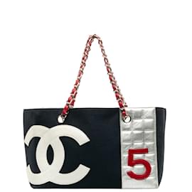 Chanel-Chanel N°5 Foil Quilted Shopping Tote Canvas Tote Bag in Good condition-Black