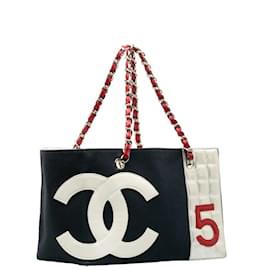 Chanel-N °5 Shopping bag trapuntato in alluminio-Nero