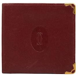 Cartier-Cartier  Must de Cartier Multiple Bifold Wallet Leather Short Wallet in Good condition-Red