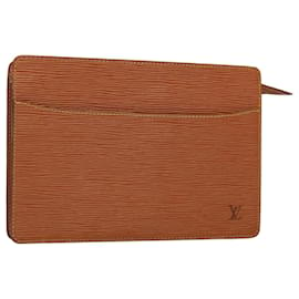 Louis Vuitton-LOUIS VUITTON Epi Pochette Homme Clutch Bag Brown Zipang gold M52528 Auth th4383-Brown,Other