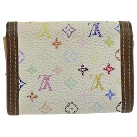 Louis Vuitton-LOUIS VUITTON Monogram Multicolor Porte Monnaie Plat Blanc M92657 LV Auth e4398-Blanc