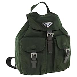 Prada-PRADA Backpack Nylon Khaki Auth 62079-Khaki