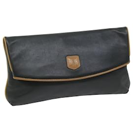 Céline-CELINE Clutch Bag Leather Black Auth ep2747-Black