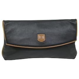 Céline-CELINE Clutch Bag Leather Black Auth ep2747-Black