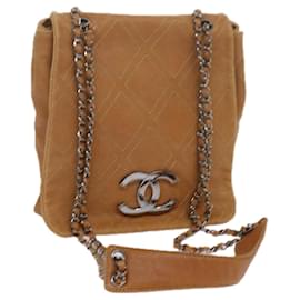 Chanel-Bolsa de ombro com corrente CHANEL Wild Stitch couro marrom CC Auth ar11059-Marrom