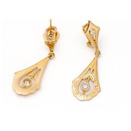 Autre Marque-Vintage Style Earrings in Yellow Gold-Golden