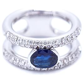 Autre Marque-Diamonds and Sapphire Ring-White