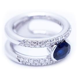 Autre Marque-Diamonds and Sapphire Ring-White