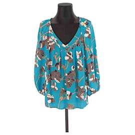 Diane Von Furstenberg-Silk wrap blouse-Blue