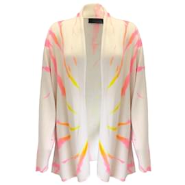 Autre Marque-The Elder conditionsman Ivory / Pink Multi Open Front Silk Knit Cardigan Sweater-Cream