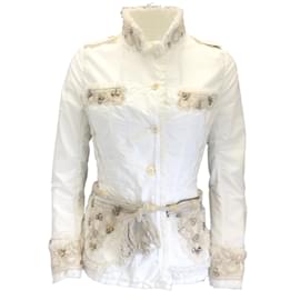 Autre Marque-Ermanno Scervino White Embellished Technical Fabric Jacket-White