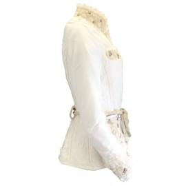 Autre Marque-Ermanno Scervino Chaqueta de tejido técnico con adornos blanca-Blanco