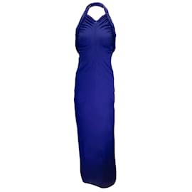 Autre Marque-Proenza Schouler Cobalt Blue Twist-Front Crepe Jersey Sleeveless Halter Maxi Dress-Blue