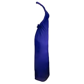 Autre Marque-Proenza Schouler Cobalt Blue Twist-Front Crepe Jersey Sleeveless Halter Maxi Dress-Blue