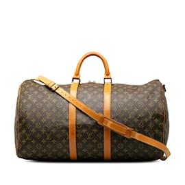 Louis Vuitton-Brown Louis Vuitton Monogram Keepall Bandouliere 55 Travel bag-Brown