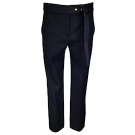 Autre Marque-Pantalones de lana con detalle de cinturón de seda negro Louis Vuitton / pantalones-Negro