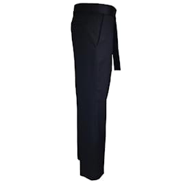 Autre Marque-Pantalon en laine à détail de ceinture en soie noire Louis Vuitton / pantalon-Noir