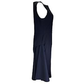 Autre Marque-Christian Dior Navy Blue Sleeveless Bateau Neck Cotton Dress-Blue