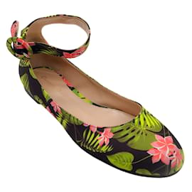 Autre Marque-Gianvito Rossi Nero / Ballerine con cinturino alla caviglia con stampa floreale multi verde-Multicolore