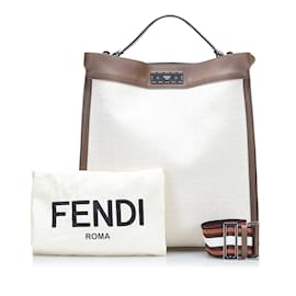 Fendi-Weiße Fendi Zucca Peekaboo X-Lite Umhängetasche-Weiß