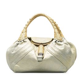Silver Fendi Leather Spy Handbag Silvery