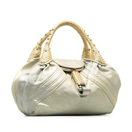 Fendi-Silver Fendi Leather Spy Handbag-Silvery