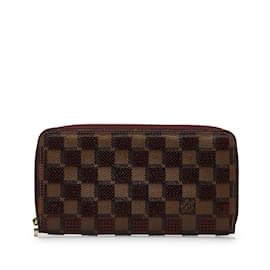 Louis Vuitton-Portefeuille Zippy Louis Vuitton Damier Ebene Paillettes marron-Marron