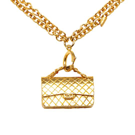 Chanel-Collana con ciondolo con patta CC Chanel in oro-D'oro