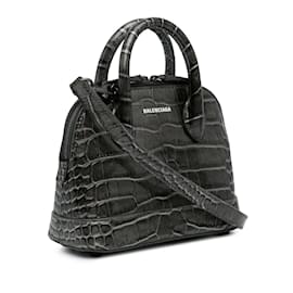 Balenciaga-Bolso satchel Ville gris Balenciaga XS en relieve-Otro