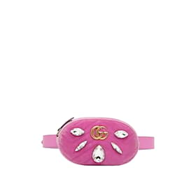 Gucci-Bolsa com cinto de veludo rosa Gucci GG Marmont-Rosa