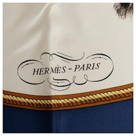 Hermès-Lenços de seda Hermes Reprise brancos-Branco