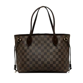 Louis Vuitton-Sac cabas marron Louis Vuitton Damier Ebene Neverfull PM-Marron