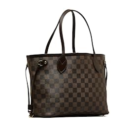 Louis Vuitton-Sac cabas marron Louis Vuitton Damier Ebene Neverfull PM-Marron