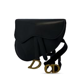 Dior-Cartable Saddle en cuir noir Dior-Noir