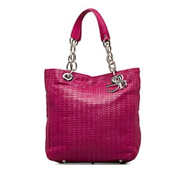 Dior-Pink Dior Woven Leather Soft Lady Dior Tote Bag-Pink