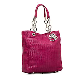 Dior-Pink Dior Woven Leather Soft Lady Dior Tote Bag-Pink