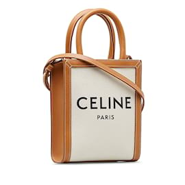 Céline-White Celine Mini Vertical Cabas Satchel-White
