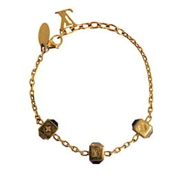 Louis Vuitton-Gold Louis Vuitton Gamble Crystal Bracelet-Golden
