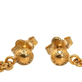 Louis Vuitton-Gold Louis Vuitton Crystal Gamble Drop Earrings-Golden