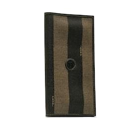 Fendi-Brown Fendi Pequin Long Wallet-Brown