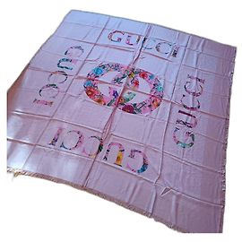 Sciarpa Gucci Rosa Monogramma Floreale in Cashmere e Modal Altro