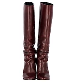 Proenza Schouler-Proenza Schouler Knee Boots in Burgundy Leather-Dark red