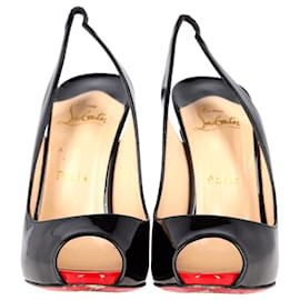 Christian Louboutin-Zapatos de tacón con tira trasera y número privado de Christian Louboutin en charol negro-Negro
