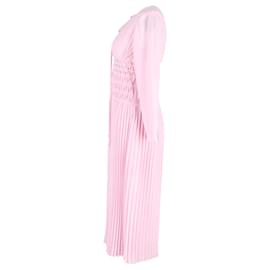 Maje-Maje Pleated Midi Dress in Pink Cotton-Pink