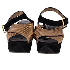 Marni-Marni Cross-Strap Platform Sandals in Bronze Leather-Metallic,Bronze