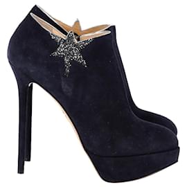 Charlotte Olympia-Stivali Charlotte Olympia Reach for the Stars con plateau in pelle scamosciata blu navy-Blu navy