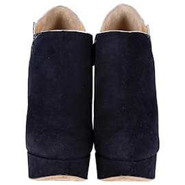 Charlotte Olympia-Charlotte Olympia Reach for the Stars Platform Boots in Navy Blue Suede -Navy blue