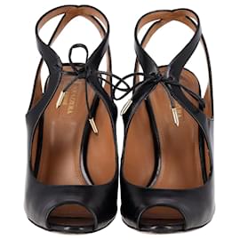 Aquazzura-Aquazzura Riley 105 Sandals in Black Calf Leather -Black